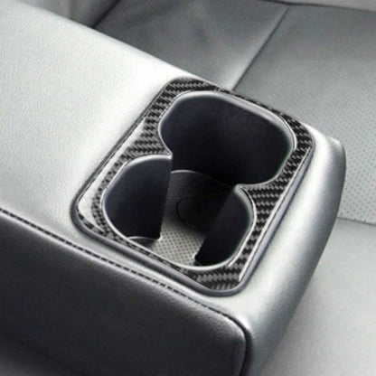 Car Carbon Fiber Rear Center Armrest Cup Holder Decorative Sticker for Mitsubishi Lancer EVO 2008-2015, Left and Right Drive Universal, Rear Center Armrest Cup Holder