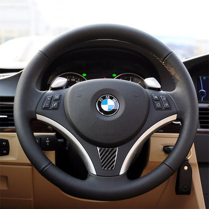 Large A Version Carbon Fiber Car Steering Wheel Decorative Sticker for BMW E90 2005-2012, Steering Wheel