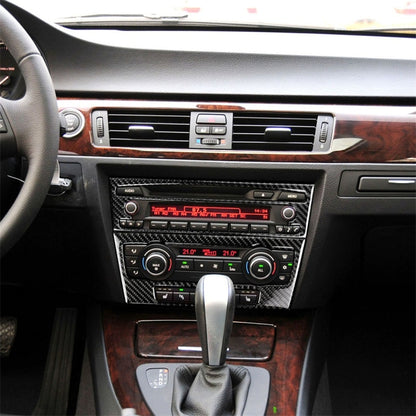 Carbon Fiber Car Central Control CD Panel Decorative Sticker for BMW E90 / E92 2005-2012, Non Navigation with Hole, CD Panel(Non Navigation with Hole)