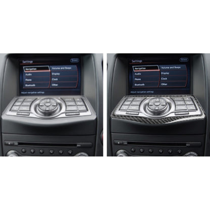 Car Carbon Fiber Multimedia Navigation Buttons Panel Decorative Sticker for Nissan 370Z Z34 2009-, Left and Right Drive Universal, Multimedia Navigation Buttons