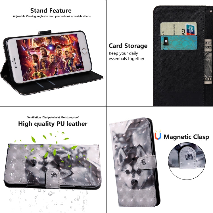 3D Painted Pattern Horizontal Flip TPU + PU Leather Case with Holder & Card Slots & Wallet & Lanyard