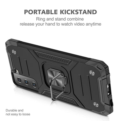 Magnetic Armor Shockproof TPU + PC Case with Metal Ring Holder, For Samsung Galaxy S21 5G