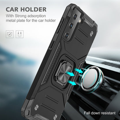Magnetic Armor Shockproof TPU + PC Case with Metal Ring Holder, For Samsung Galaxy S21 5G