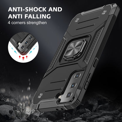 Magnetic Armor Shockproof TPU + PC Case with Metal Ring Holder, For Samsung Galaxy S21 5G