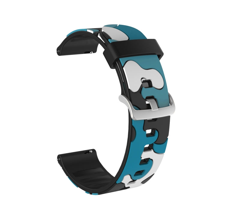Camouflage Silicone Replacement Wrist Strap Watchband with Silver Buckle