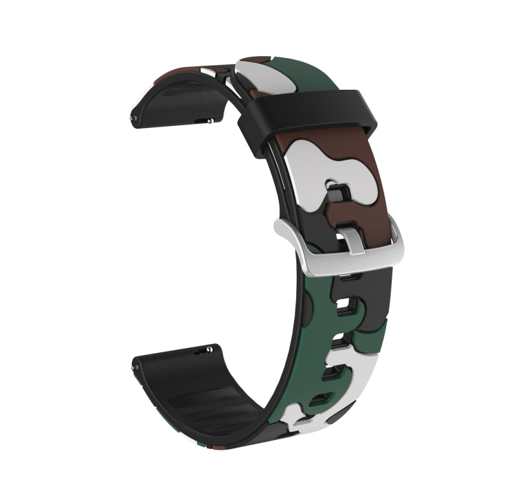 Camouflage Silicone Replacement Wrist Strap Watchband with Silver Buckle