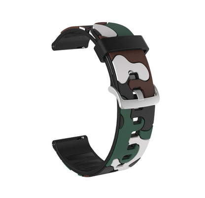 Camouflage Silicone Replacement Wrist Strap Watchband with Silver Buckle