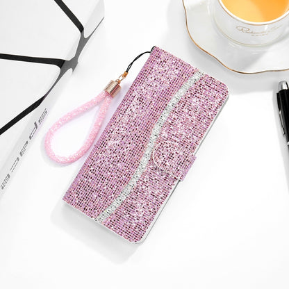 Glitter Powder Horizontal Flip Leather Case with Card Slots & Holder & Lanyard, For Samsung Galaxy S21+ 5G, For Samsung Galaxy S21 Ultra 5G, For Samsung Galaxy S21 5G, For Samsung Galaxy A42