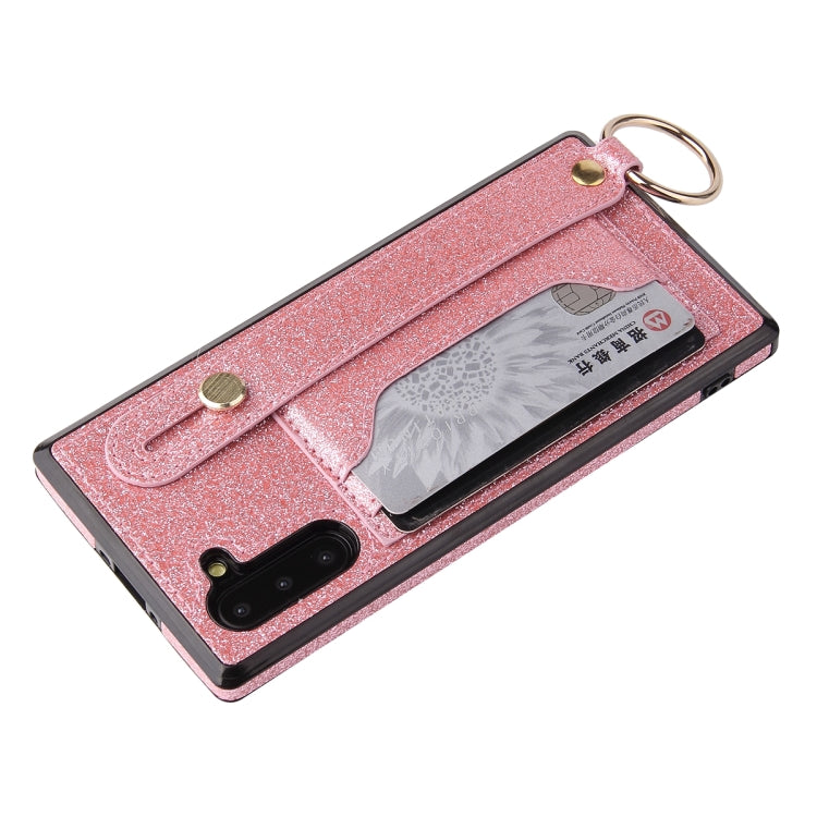 Glitter Powder PU+TPU Shockproof Protective Case with Holder & Card Slots & Wrist Strap, For Samsung Galaxy Note 10, For Samsung Galaxy Note 10 Pro