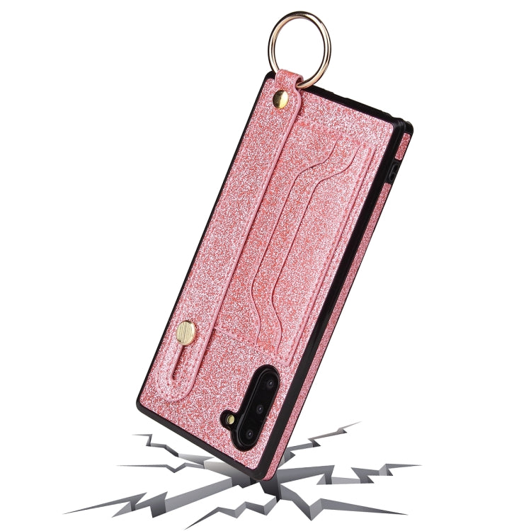 Glitter Powder PU+TPU Shockproof Protective Case with Holder & Card Slots & Wrist Strap, For Samsung Galaxy Note 10, For Samsung Galaxy Note 10 Pro