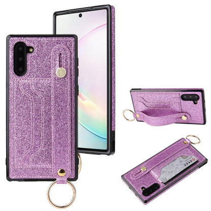 Glitter Powder PU+TPU Shockproof Protective Case with Holder & Card Slots & Wrist Strap, For Samsung Galaxy Note 10, For Samsung Galaxy Note 10 Pro