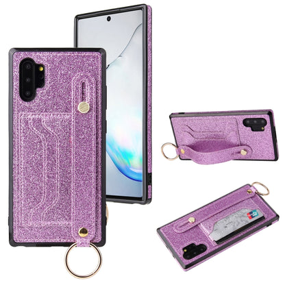 Glitter Powder PU+TPU Shockproof Protective Case with Holder & Card Slots & Wrist Strap, For Samsung Galaxy Note 10, For Samsung Galaxy Note 10 Pro