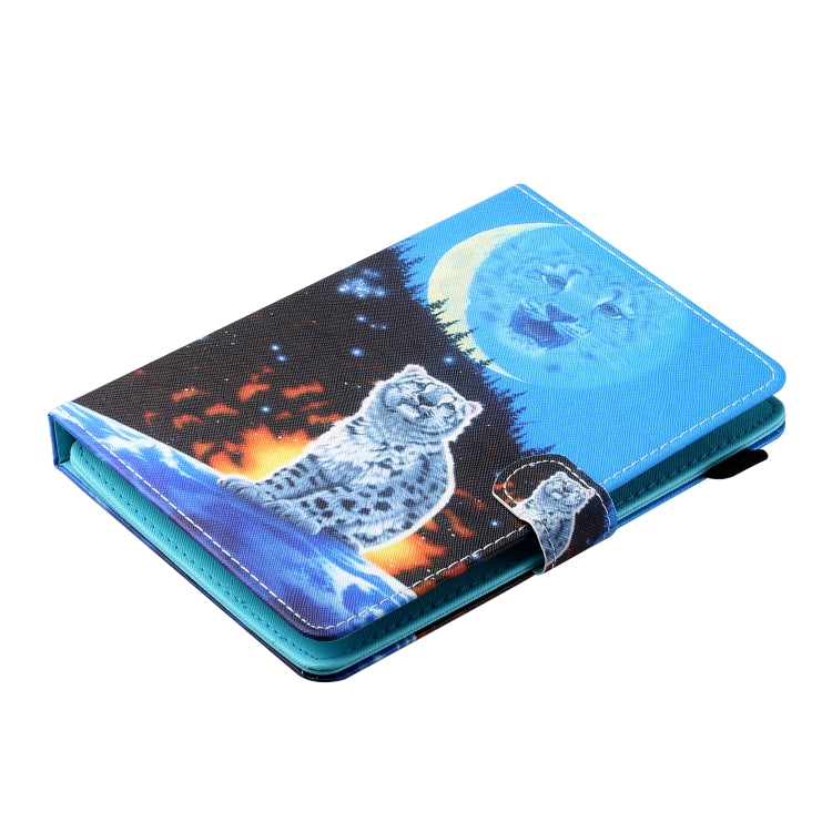 Sewing Thread Horizontal Painted Flat Leather Case with Pen Cover & Anti Skid Strip & Card Slot & Holder
