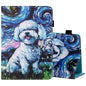 Sewing Thread Horizontal Painted Flat Leather Case with Pen Cover & Anti Skid Strip & Card Slot & Holder