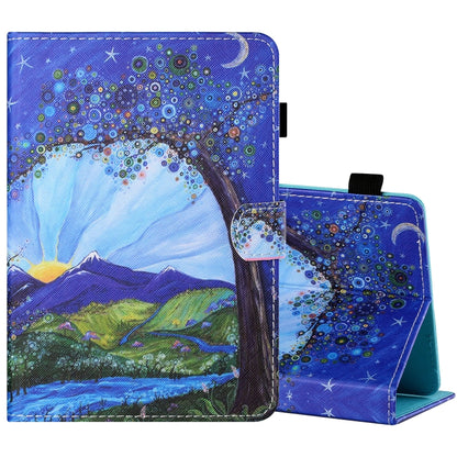 Sewing Thread Horizontal Painted Flat Leather Case with Pen Cover & Anti Skid Strip & Card Slot & Holder
