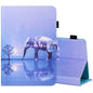 Sewing Thread Horizontal Painted Flat Leather Case with Pen Cover & Anti Skid Strip & Card Slot & Holder