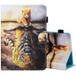 Sewing Thread Horizontal Painted Flat Leather Case with Pen Cover & Anti Skid Strip & Card Slot & Holder