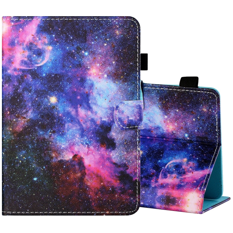 Sewing Thread Horizontal Painted Flat Leather Case with Pen Cover & Anti Skid Strip & Card Slot & Holder
