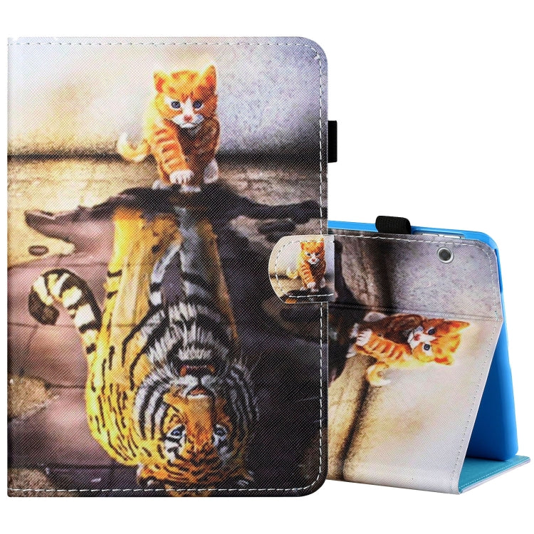 Sewing Thread Horizontal Painted Flat Leather Case with Pen Cover & Anti Skid Strip & Card Slot & Holder