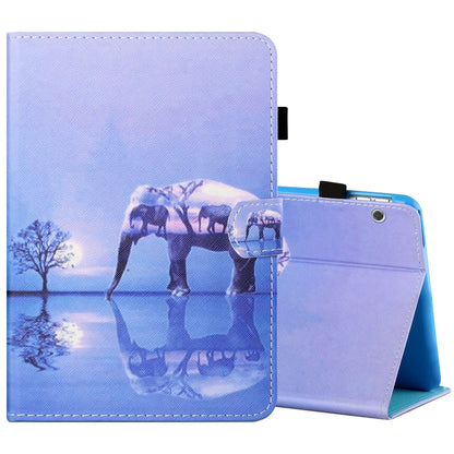 Sewing Thread Horizontal Painted Flat Leather Case with Pen Cover & Anti Skid Strip & Card Slot & Holder