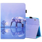 Sewing Thread Horizontal Painted Flat Leather Case with Pen Cover & Anti Skid Strip & Card Slot & Holder