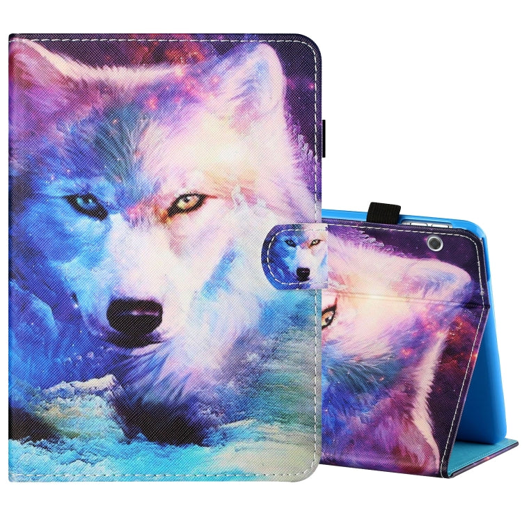 Sewing Thread Horizontal Painted Flat Leather Case with Pen Cover & Anti Skid Strip & Card Slot & Holder