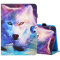 Sewing Thread Horizontal Painted Flat Leather Case with Pen Cover & Anti Skid Strip & Card Slot & Holder