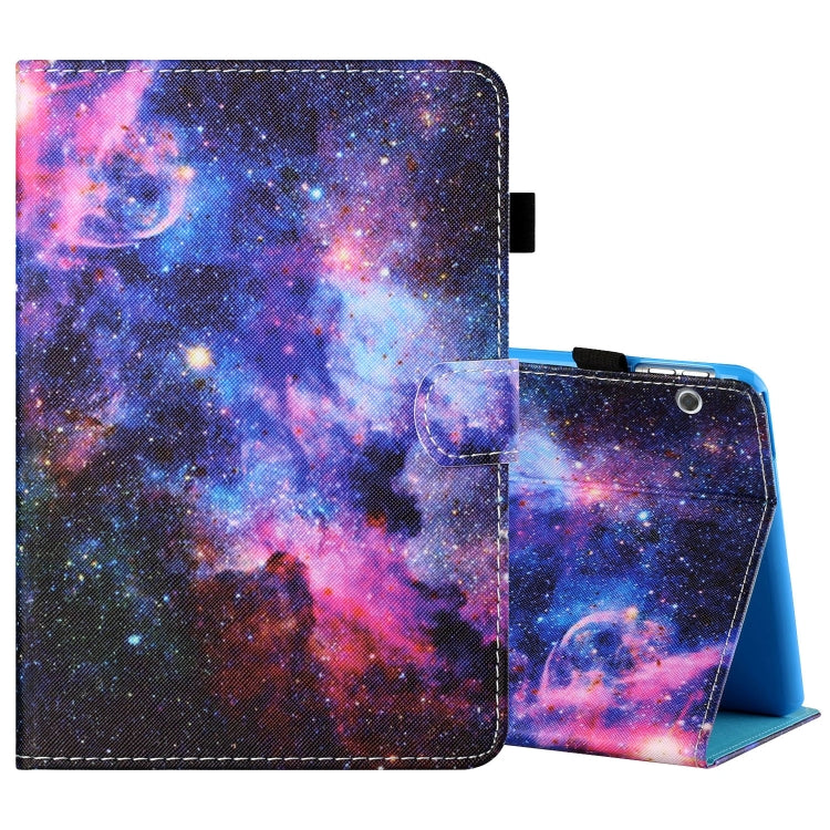 Sewing Thread Horizontal Painted Flat Leather Case with Pen Cover & Anti Skid Strip & Card Slot & Holder