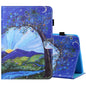 Sewing Thread Horizontal Painted Flat Leather Case with Pen Cover & Anti Skid Strip & Card Slot & Holder
