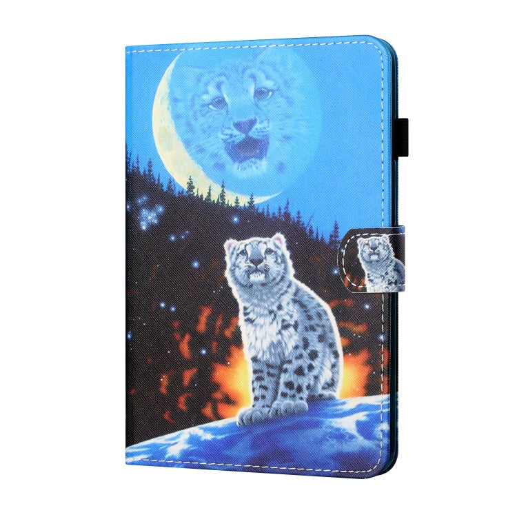 Sewing Thread Horizontal Painted Flat Leather Case with Pen Cover & Anti Skid Strip & Card Slot & Holder