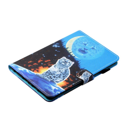 Sewing Thread Horizontal Painted Flat Leather Case with Pen Cover & Anti Skid Strip & Card Slot & Holder
