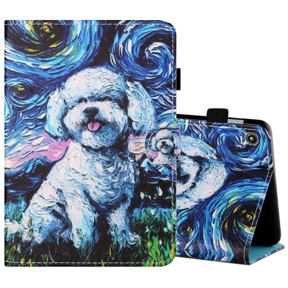 Sewing Thread Horizontal Painted Flat Leather Case with Pen Cover & Anti Skid Strip & Card Slot & Holder