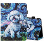 Sewing Thread Horizontal Painted Flat Leather Case with Pen Cover & Anti Skid Strip & Card Slot & Holder