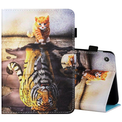 Sewing Thread Horizontal Painted Flat Leather Case with Pen Cover & Anti Skid Strip & Card Slot & Holder