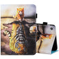 Sewing Thread Horizontal Painted Flat Leather Case with Pen Cover & Anti Skid Strip & Card Slot & Holder