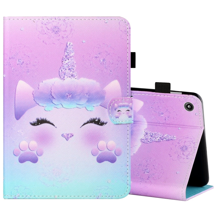 Sewing Thread Horizontal Painted Flat Leather Case with Pen Cover & Anti Skid Strip & Card Slot & Holder