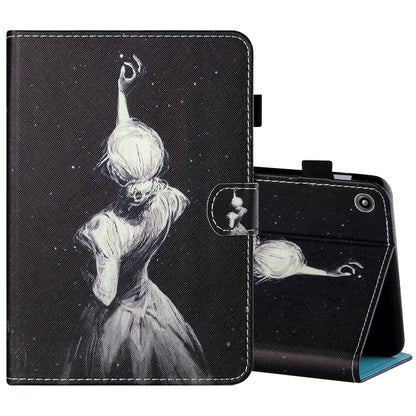 Sewing Thread Horizontal Painted Flat Leather Case with Pen Cover & Anti Skid Strip & Card Slot & Holder