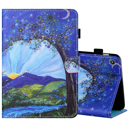 Sewing Thread Horizontal Painted Flat Leather Case with Pen Cover & Anti Skid Strip & Card Slot & Holder