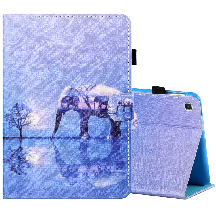 Sewing Thread Horizontal Painted Flat Leather Case with Pen Cover & Anti Skid Strip & Card Slot & Holder
