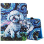 Sewing Thread Horizontal Painted Flat Leather Case with Pen Cover & Anti Skid Strip & Card Slot & Holder