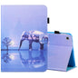Sewing Thread Horizontal Painted Flat Leather Case with Pen Cover & Anti Skid Strip & Card Slot & Holder & Sleep / Wake-up Function