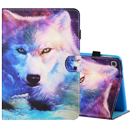Sewing Thread Horizontal Painted Flat Leather Case with Pen Cover & Anti Skid Strip & Card Slot & Holder & Sleep / Wake-up Function
