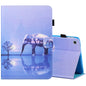 Sewing Thread Horizontal Painted Flat Leather Case with Pen Cover & Anti Skid Strip & Card Slot & Holder & Sleep / Wake-up Function