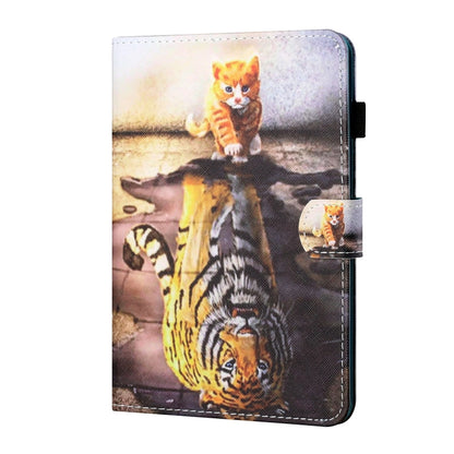 Sewing Thread Horizontal Painted Flat Leather Case with Pen Cover & Anti Skid Strip & Card Slot & Holder & Sleep / Wake-up Function