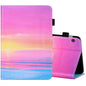 Sewing Thread Horizontal Painted Flat Leather Case with Pen Cover & Anti Skid Strip & Card Slot & Holder & Sleep / Wake-up Function