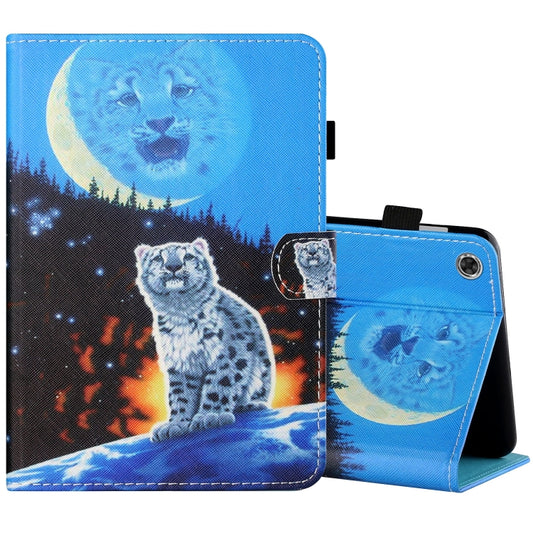 Sewing Thread Horizontal Painted Flat Leather Case with Pen Cover & Anti Skid Strip & Card Slot & Holder & Sleep / Wake-up Function