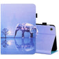 Sewing Thread Horizontal Painted Flat Leather Case with Pen Cover & Anti Skid Strip & Card Slot & Holder & Sleep / Wake-up Function