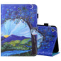 Sewing Thread Horizontal Painted Flat Leather Case with Pen Cover & Anti Skid Strip & Card Slot & Holder & Sleep / Wake-up Function