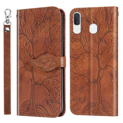 Life of Tree Embossing Pattern Horizontal Flip Leather Case with Holder & Card Slot & Wallet & Photo Frame & Lanyard