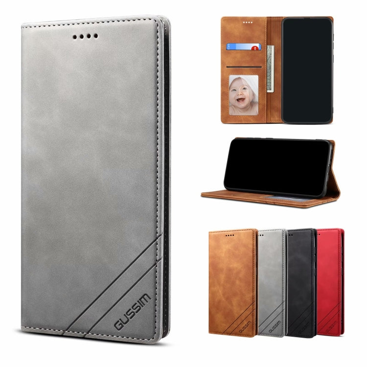 GUSSIM GS-001 Business Style Horizontal Flip Skin Feel PU Leather Case with Holder & Card Slots & Wallet & Photo Frame, For Samsung Galaxy A21